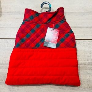 Coleman Pet Puffer Jacket Dog Fleece Lined Red Green Plaid NWT Christmas pajama